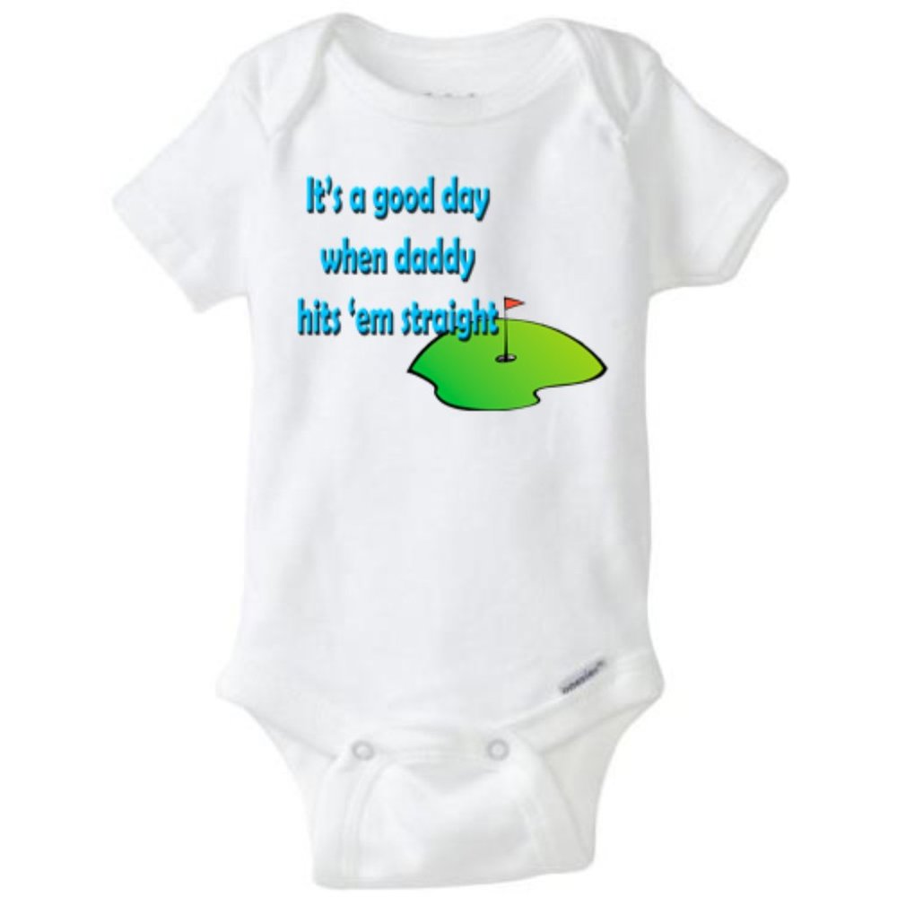 Baby Onsie Golf "It is a good day when daddy hits ‘em straight" – Blue/Boy